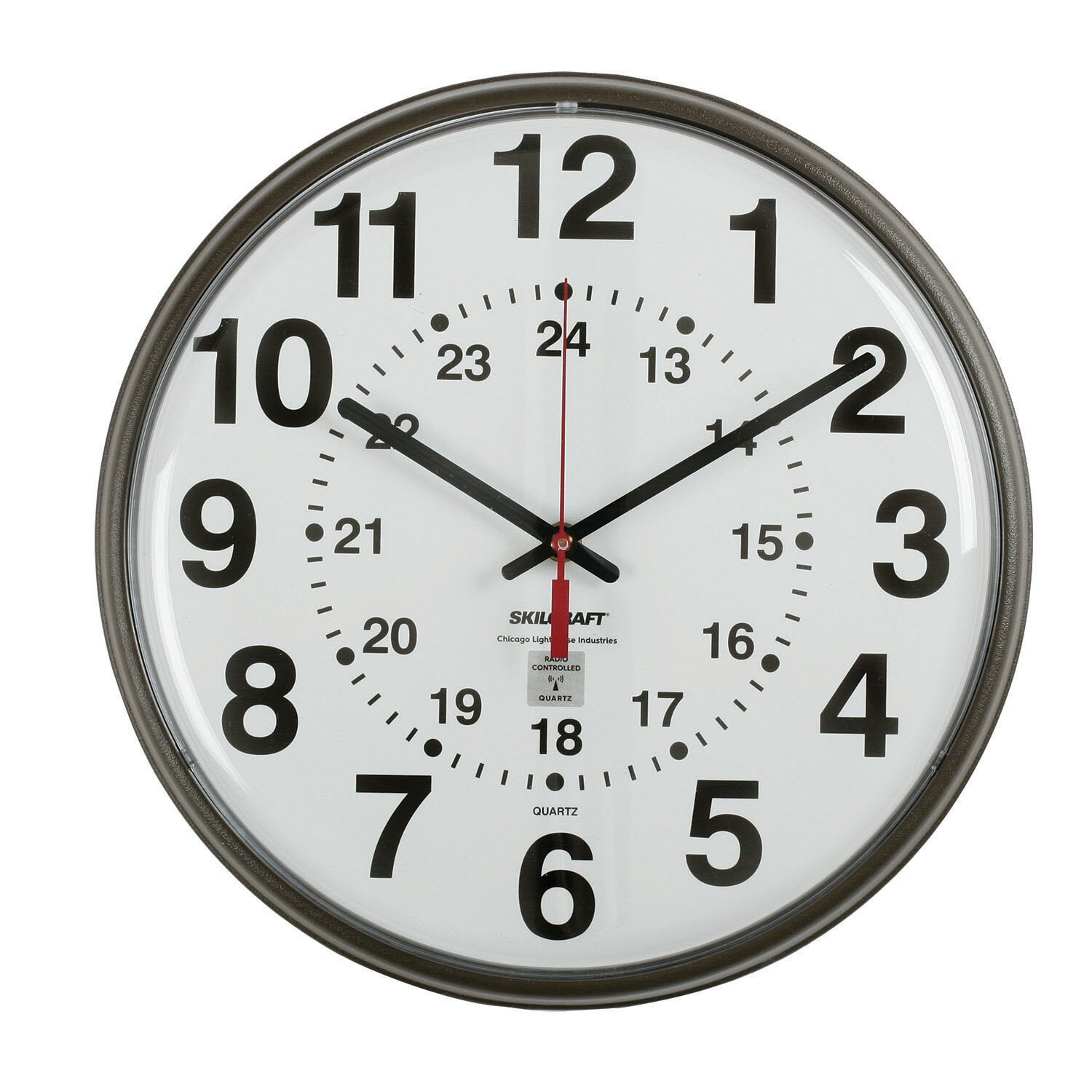 Radiocontrolled Atomic 12/24 Hour Wall Clock Plastic Frame Battery