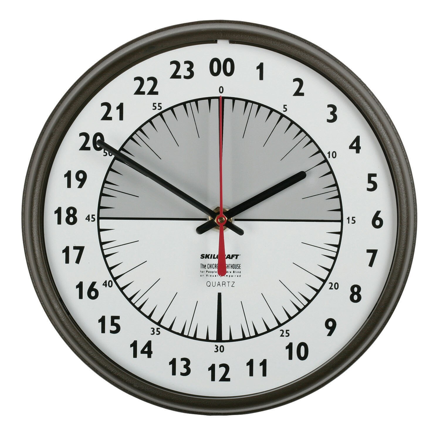 Quartz Wall Clock 12/24 Hour Slimline Plastic Frame