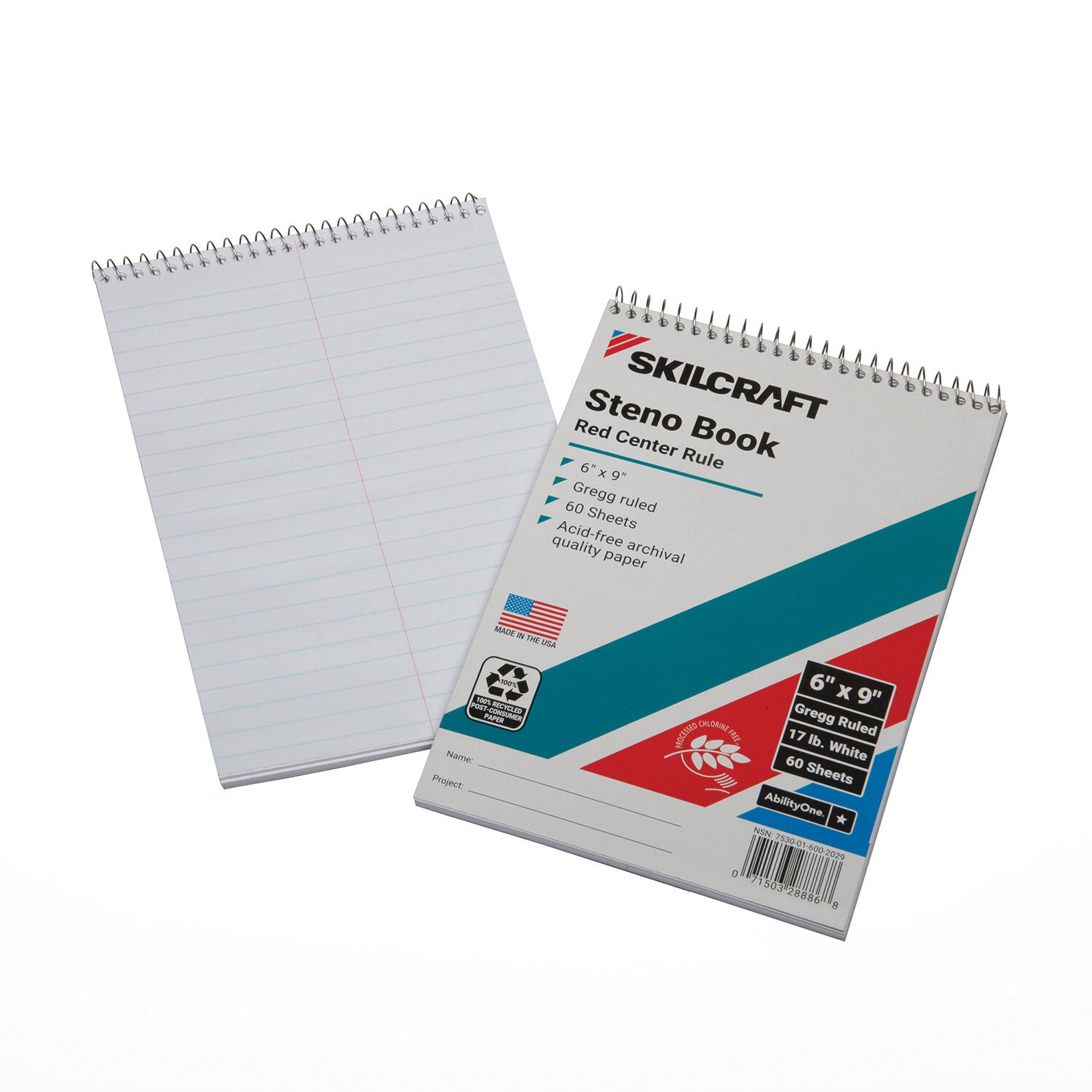SKILCRAFT® 100 PostConsumer Recycled Spiral Notebooks and Steno Pads