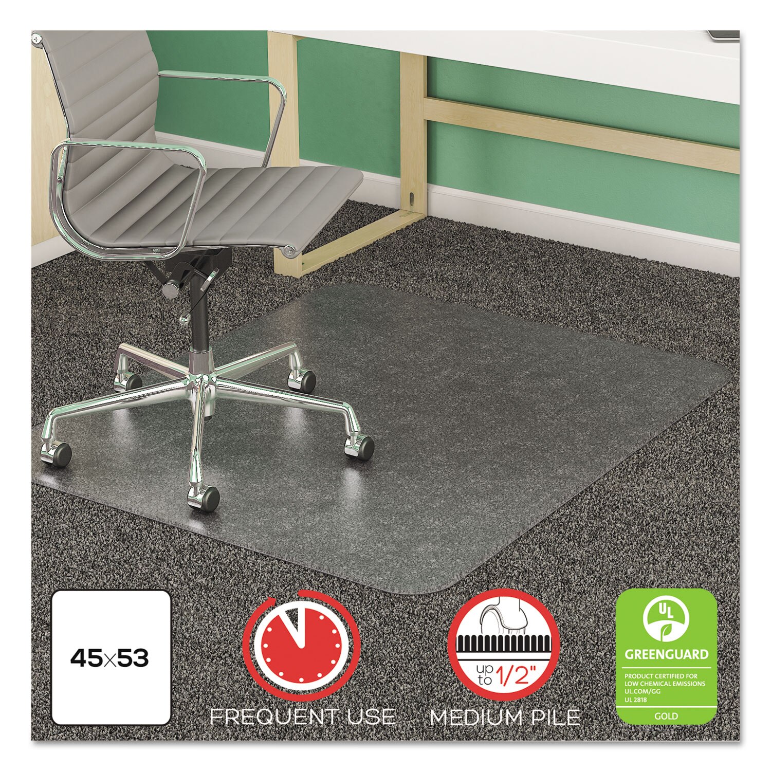deflect-o EconoMat Chair Mat for Low Pile Carpeting